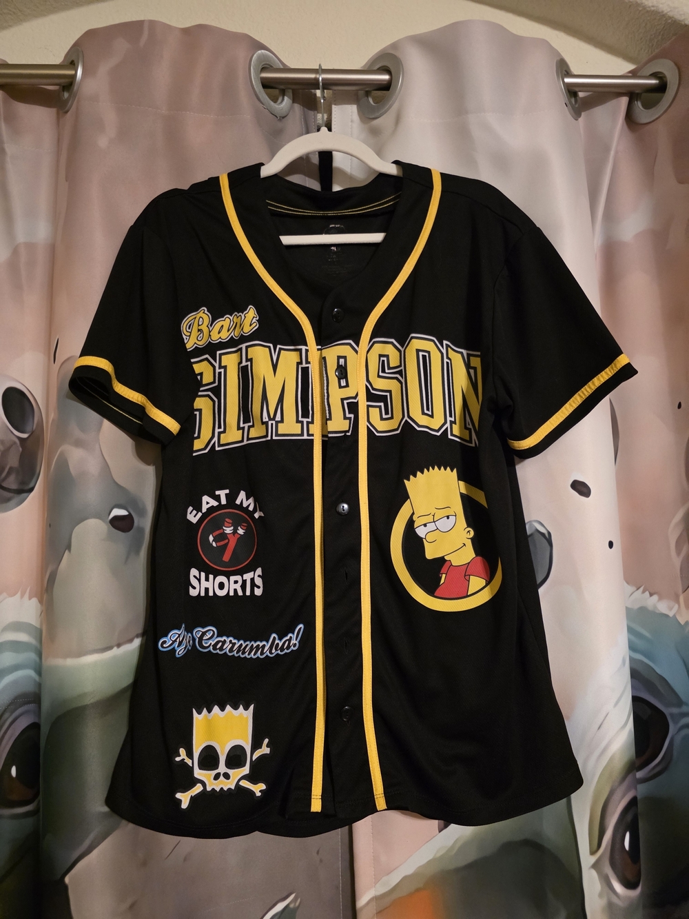 The Simpsons Bart Graphic Baseball Jersey - Black & Yellow